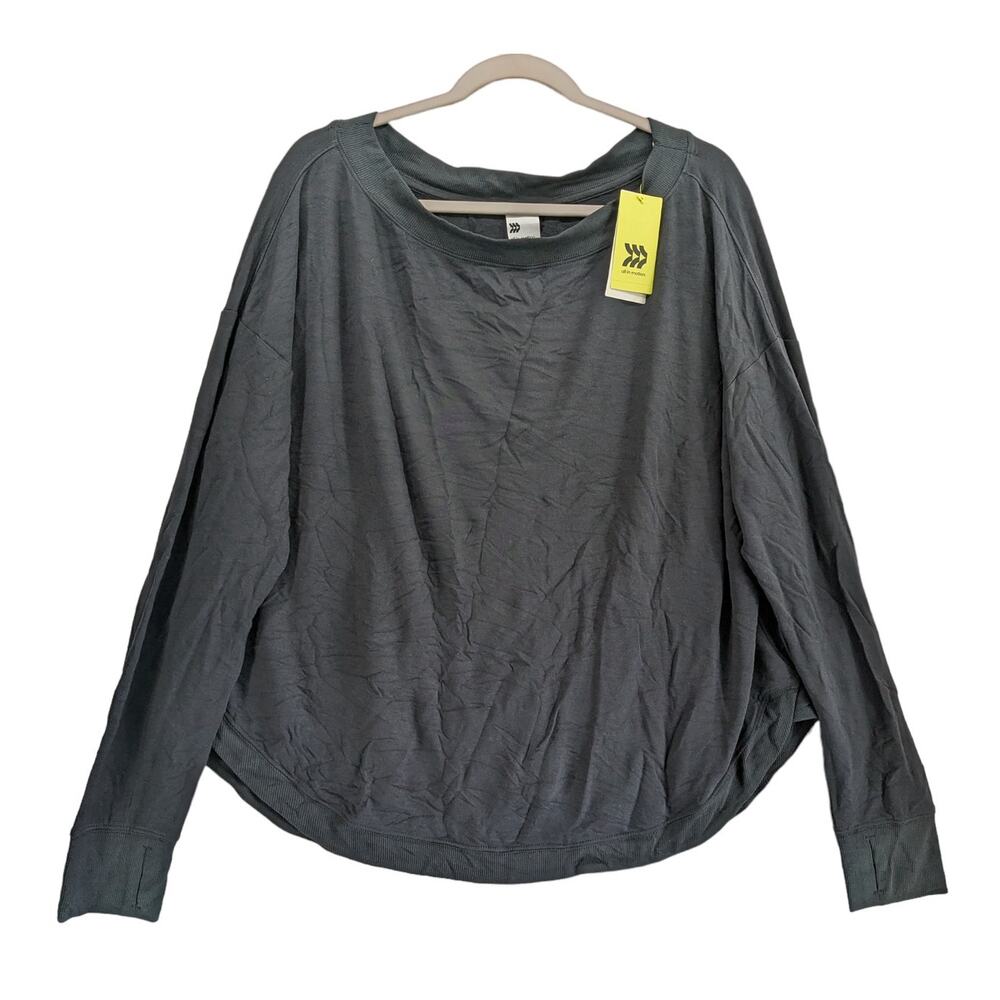 All in Motion Super Soft‎ Modal Sweatshirt XXL Black Long Sleeve Relaxed Casual